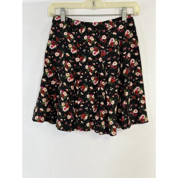 Vintage Pleated Skirt Button Down Top Set Black Micro floral Sz Small USA Made - Picture 3 of 13